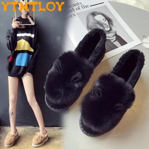 2021 New Winter Lazy Plush Warm All-match Fashionable Casual Flat Shoes 35-40