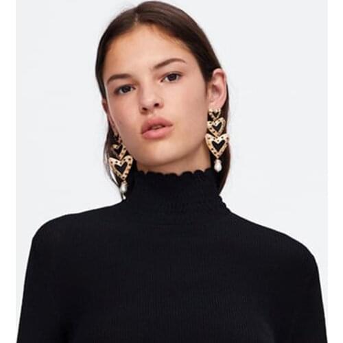 PPG&PGG New Za Design Crystal Heart Earrings For Women Bohemian Simulated pear Earrings Jewelry wholesale