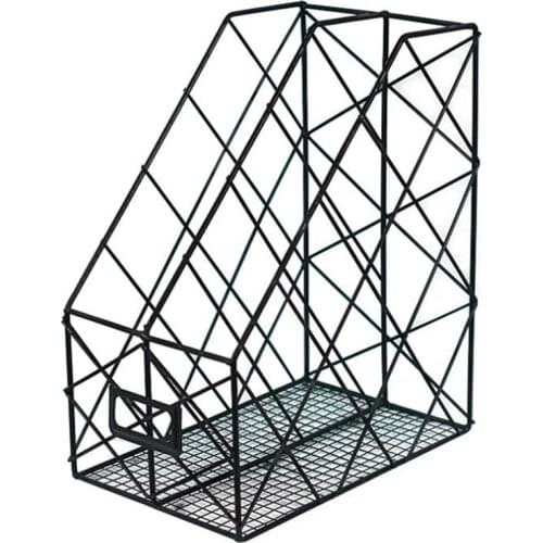 2 Sections azine File Stand Holder Desk Metal Organizer File Storage Folder Holder Rack Paper Tray Office Supplies