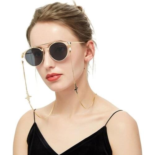 Glasses Strap Retro Sunglasses Chain Mask Lanyard Golden Lightning Metal Neck Rope