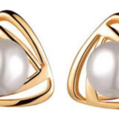 Simulated pearl flower triangle roundtud earrings fashion jewelry drophipping women brand design gift wed party quality