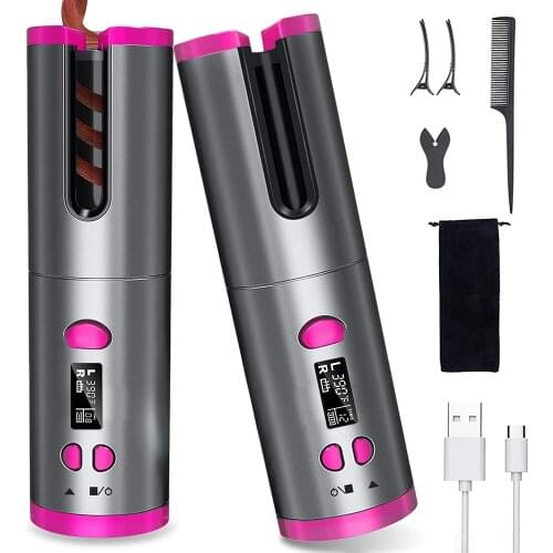 Professional Automatic Curling Iron Curling Wand Hair Styling Hair Crimper Cordless Rotating Ceramic Hair Curler Curly Hair Iron