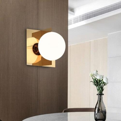 Modern Gold Metal Glass Wall Light Restaurant Bar Villa Hotel Living Room Dining Room Bedroom Art Wall Lamp WA277