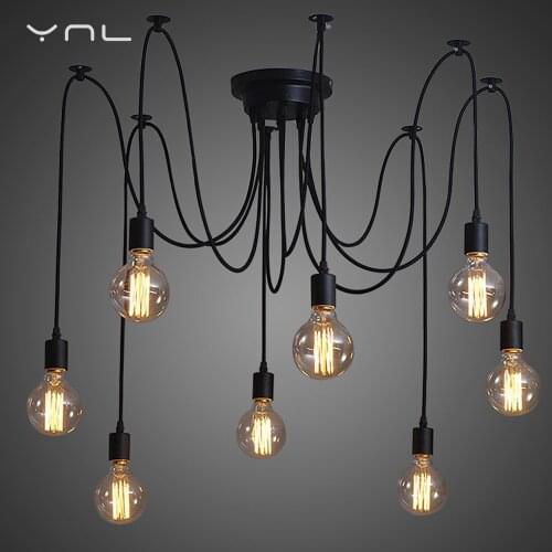 Modern Spider Pendant Lights Suspension Nordic Retro Vintage Lamp Edison Bulb E27 DIY Light Fixtures Indoor Antique Hanging Lamp