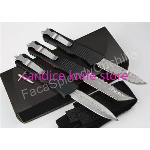 Medium Tactical Dinosaur Troon Damascus/D2 Blade Dual Action Tactical Folding Pocket Fixed Blade Knife Fishing EDC Survival Tool