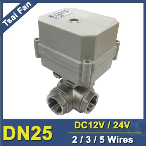 TF25-S3-C 3-Way T Port L Port Motorized Ball Valve BSP/NPT 1" DN25 SS304 Motor Operated Valve With Position Indicator