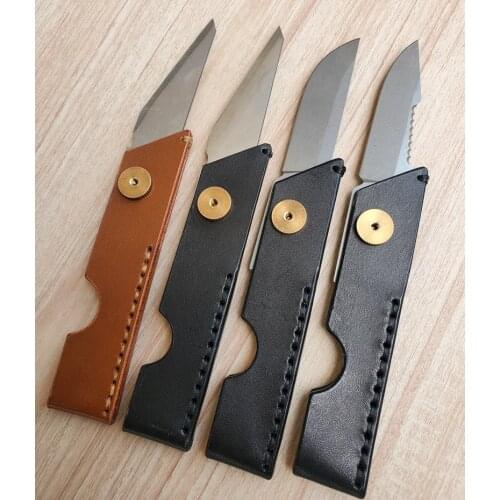 Vintage Traditional Pencil Art Paper Knife Vegetable Tanned Leather Cowhide EDC Carry Without Lock Folding Knife
