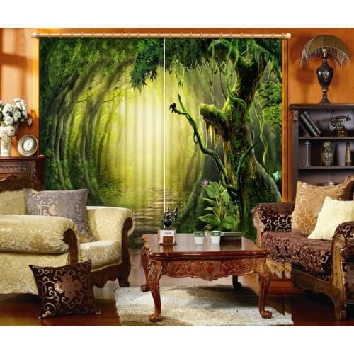 Green curtains forest curtain Blackout 3D Curtains Living Room Bedroom Drapes Cortinas Customized size