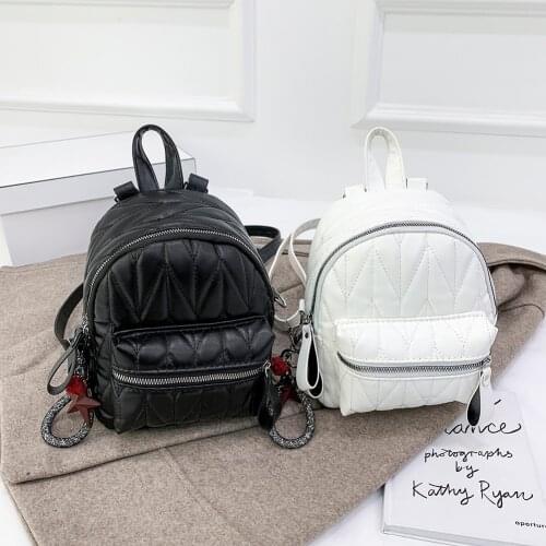 Women School Bags for Teenagers Girls Lattice Pattern PU Leather Backpack Ladies Travel Bag Female Multi-Pocketes Messenger Bags