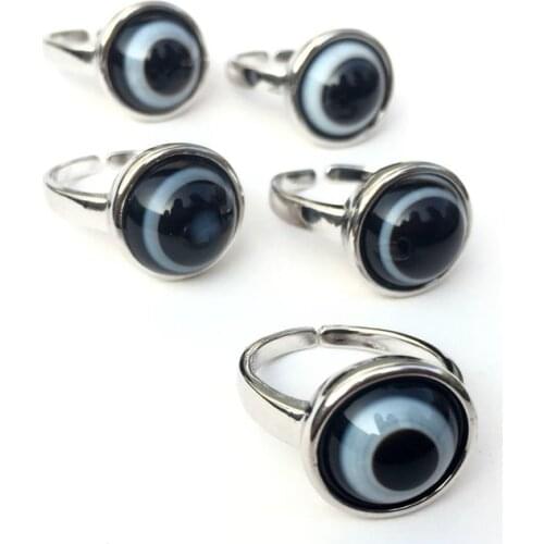 12mm Round Natural New Fashionable Adjustable Agat Sheep Eye Gem Ring Chalcedony Ring Female Stainless Steel Jewelry 1PCS