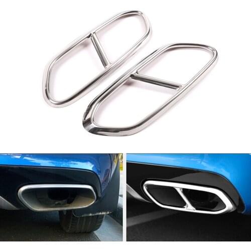 2PCS Stainless Steel Car Tail Throat Frame Decoration Sticker Exhaust Trim for Volvo XC60 2018-2020 Exhaust Pipe Accessories