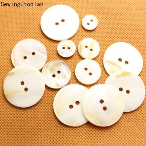 20PCS Natural Shell Sewing Buttons Color 10-30MM Round Shell 2 Hole Button Garment Sewing Accessories DIY Buttons