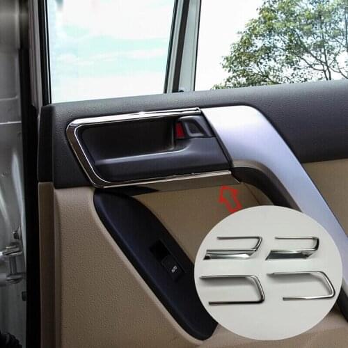 ABS Chrome For Toyota Land Cruiser Prado FJ150 2014-2017 Inner Door Pull Handle Bowl Cover Trim Car Styling Accessories 4pcs