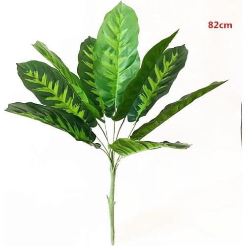 82cm9 Heads Artificial Monstera Plants Green Tropical Plastic Palm Tree Indoor Rare Fake Potted Plant Hotel Office Home Decor