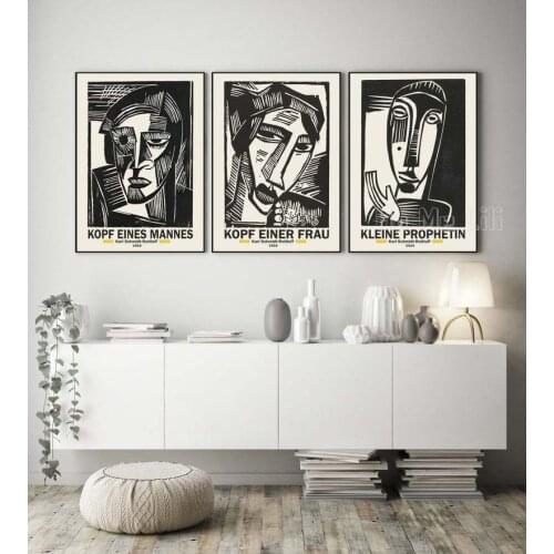Abstract Line Art Prints Set Of 3 Stencil Woodcuts By Karl Schmidt