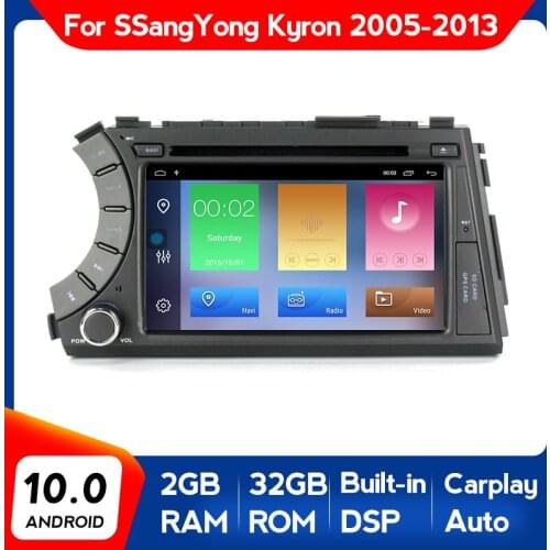 7" 2din Android 10 car dvd radio player multimedia for ssangyong Kyron Actyon support 4G Wifi BT OBD Carplay Auto GPS 1024x600