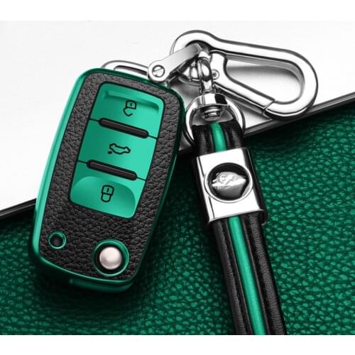 PU+TPU Car Key Case For VW Volkswagen Polo Passat Golf Maggiolino Arteon Fox GLI Gol Skoda SEAT Ibiza Remote Keychain Cover