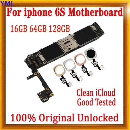 For iPhone 6S Motherboard Unlocked Mainrboard 16GB 64GB 128GB Original Logic Boards With Touch ID With Full Chips