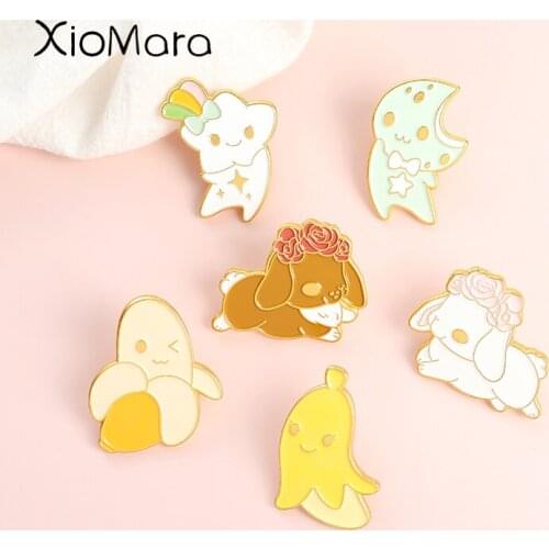 Banana Star Enamel Pin Badge Brooch Bag Clothes Lapel pin buckle Cute Cartoon Moon Small Exquisite Gift for Kids Friends