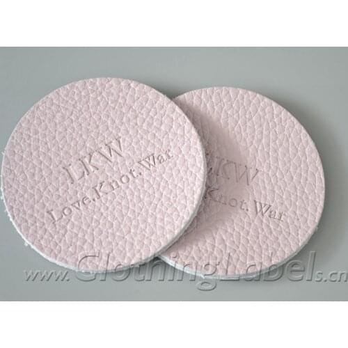 Real/genuine leather labels,hand made tags,pink color, custom engraved logo for luggage, jeans, garment and clothes accessories