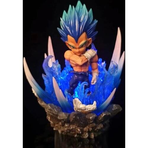 Dragon Ball Super Vegeta Blue PVC Action Figures 100mm Dragon Ball Z Anime Vegeta Super Saiyan Blue Led Figurine Toys
