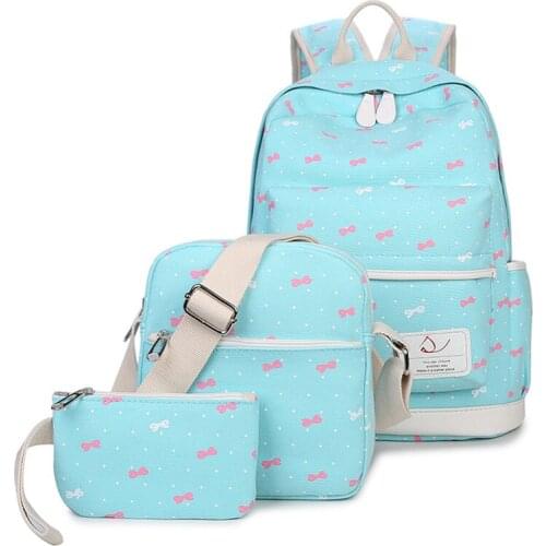 Women Canvas 3Pcs/set School Backpacks College Schoolbag for Teenager Girls Printing Backpack Rucksack Moclila Shoulder Bag