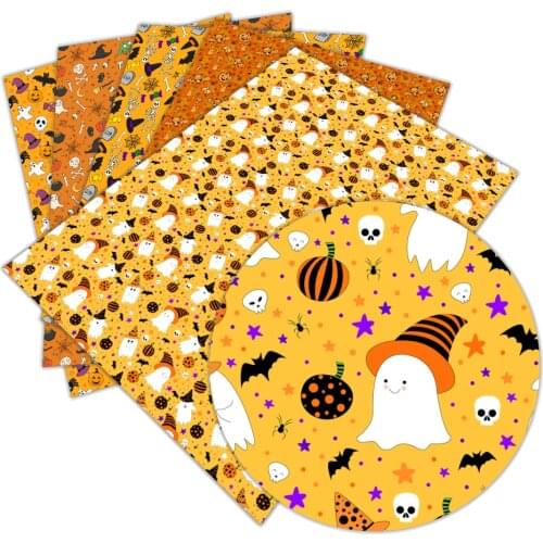 Halloween Printed Synthetic Leather 30 cm x 136 cm for DIY Bag Material Fabric L085 L086