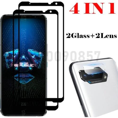 4-in-1 Camera + Tempered Glass For ASUS Rog Phone 5 Explosion-proof Screen Protector Glass On For ASUS Rog Phone 5 Pro Lens