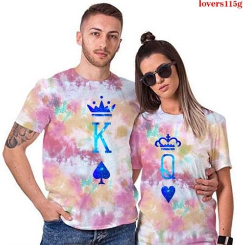 King Queen Couples T Shirt Tie Dye 3d Printed Women Oversized TShirt Clothes Summer T-shirt Casual O-neck Tops Lovers Tee Shirt