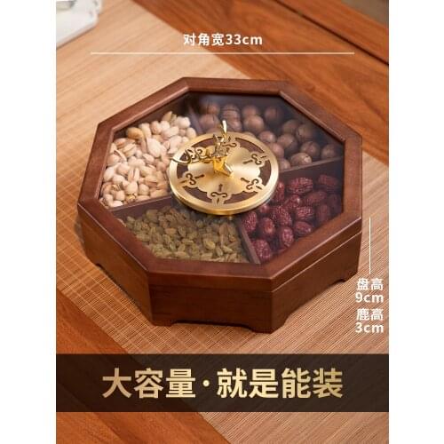 Coffee Table Solid Wood Nut Tray with Lid Living Room Household Candy Fruit Storage Box Melon Seeds Dried Fruit Box