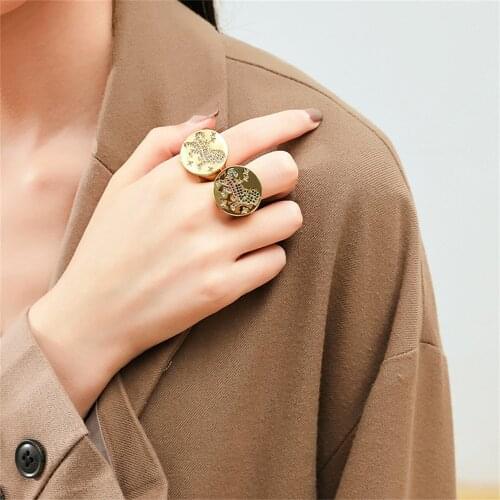 Boy Band Party Crystal Lion Ring Constellation Jewelry Geometry Round Rings for Women Animal Charm Creativity Gift Wholesale