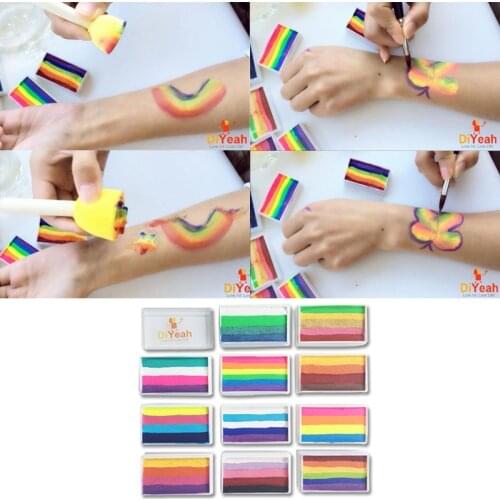 DiYeah 11 Colors Rainbow Body Face Paint Makeup Painting Pigment 30g Body Art for Halloween Neon UV Metallic Split Cakes Pro