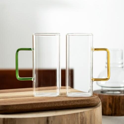 Square Glass Coffee Mugs Breakfast Milk Tea Cups Transparent Beer Copo