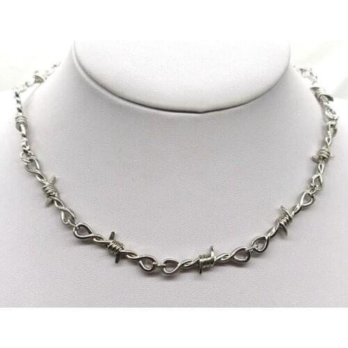 Small iron thorn hip hop gothic punk wind barbed wire small thorn chain collar necklace for men and women halloween goth
