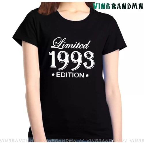 Funny Summer Style Limited Edition 1993 T Shirt Women Funny Birthday Short Sleeve O Neck Cotton Woman Made In 1993 T-shirt Tops