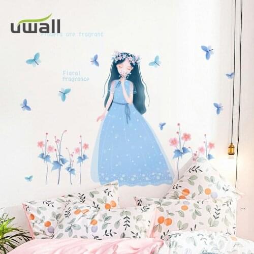 Fantasy Girl Flower Wall Stickers Kids Room Decor Self-Adhesive Stickers Living Room Decor Girl Room Wall Decor Home Decoration