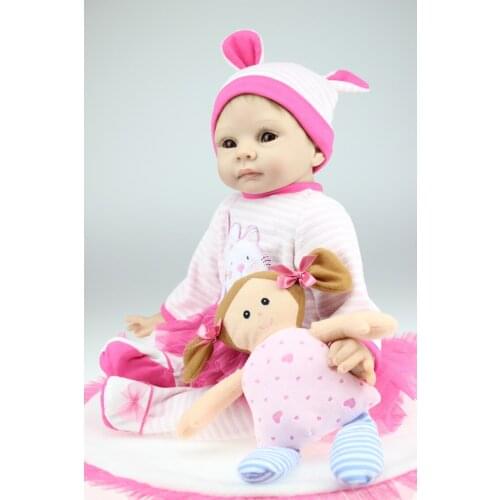 2015 New 52cm princess pink rabbit baby reborn doll toys, play house toys for child, girl brinquedos silicone reborn babies