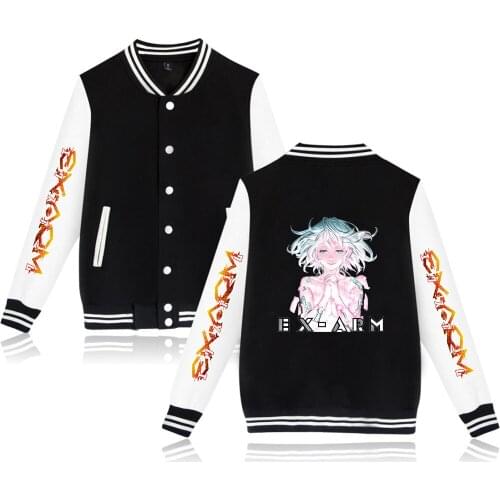 2020 New Anime EX-ARM Japanese Cartoon HiRock Alma 2D Print Baseball Sweatshirt Casual Baseball Jacket Men/Women Streetwear Coat