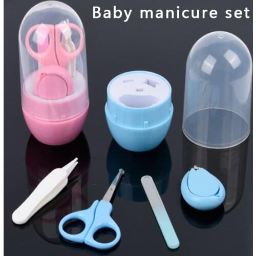 4Pc/set Portable Baby Manicure Kit Kids Safe Nail Clipper Scissor File Tweezer Cutter With Box Daily Nail Care Tool Professional