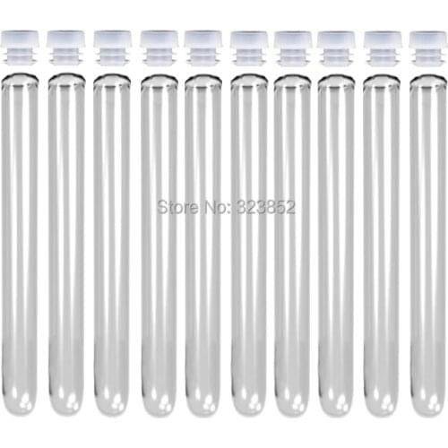 Clear Plastic Test Tube With Cap 13x100 mm 8ml You Can Choose The Color Of Cap Red Blue White Gray Orange yellow - Pack 25