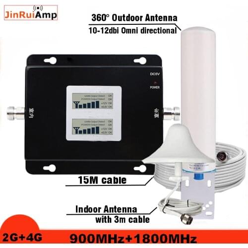 Russia GSM repeater 900 4G LTE 1800 amplifier GSM Mobile cellular Signal Booster 65dB Dual Band Repetidor 2G 3G 4G Antenna