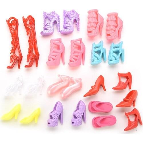 2/10/12pairs Fashion Fixed Styles Shoes Bandage Bow High Heel Sandals for Dolls Accessories Toy Wholesale Color Random