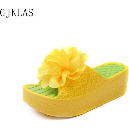 Wedge Slides Women Summer Platform Heels Candy Color Casuales Beach Shoes for Women Ladies Platform Slippers Fashion Flowers