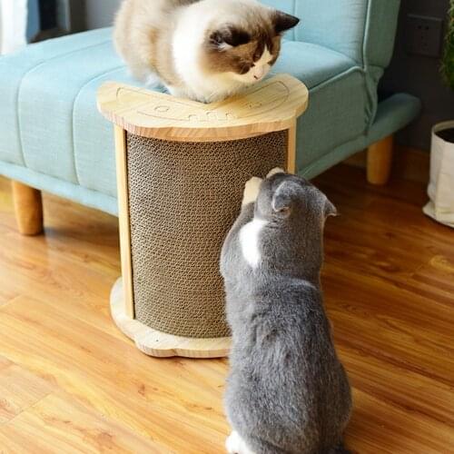 Solid Wood Replaceable Corrugated Cat Posts Corner Scratching Posts Super Handy For Protecting Furniture Pet Toy