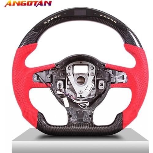 LED Perforated leather RED Carbon Fiber Steering Wheel Sprort Car volante esportivo Fit For Audi TT R3 Q5Q6Q7A5A6A7A8