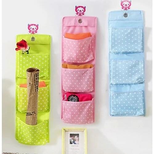 Oxford Fabric Storage Pouch Foldable Waterproof Breathable Light Multi Grid Large Capacity Lovely Dot Pattern Home Armoire