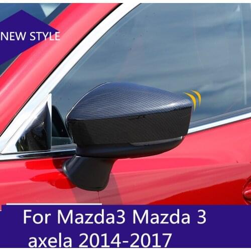 Carbon fiber Car Rear-view Mirror Covers Shell Rearview Mirror Guards Cover Car accessories For Mazda3 Mazda 3 axela 2014-2017