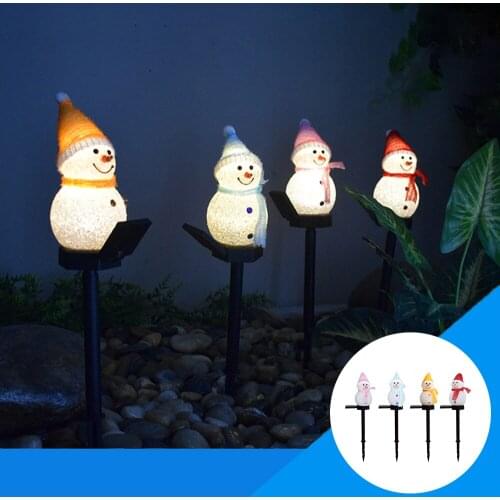 Intelligent Solar Led Lamp Christmas Snowman Decor Cartoon Solar Energy Saving Ground Light Landscape Garden Waterproof Lamp