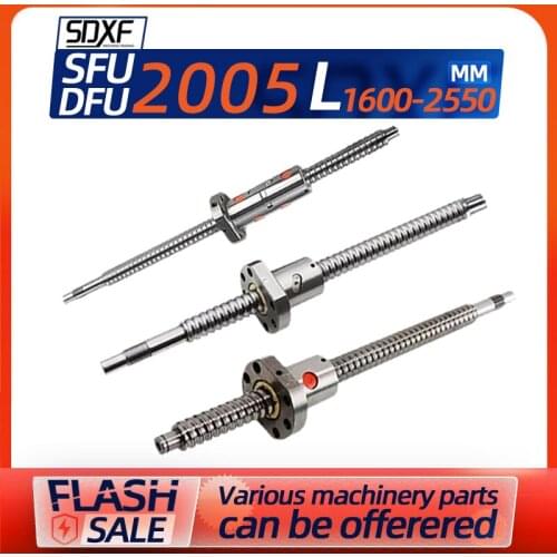 1 pcs Ball screw 2004/2005, length 1600-2550mm, with nut and end machined, any length can be processed according to drawings