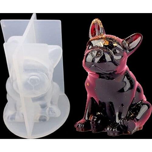 1PCS Crystal Epoxy Resin Molds 3D French Bulldog Silicone UV Resin Mould Handmade DIY Home Crafts Car Decorations Accessories